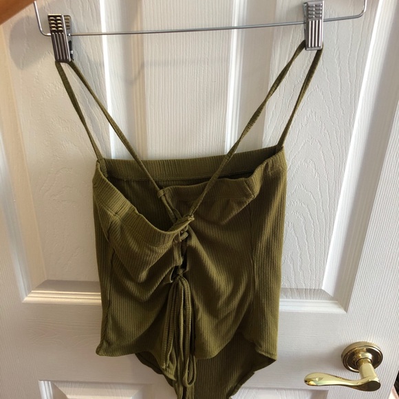 GARAGE green bandeau back lace up bodysuit - Picture 3 of 3